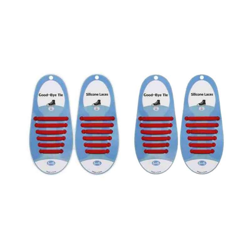Killer Deals elastic lazy no-tie silicone speed laces - Red (Kids) x2 Combo