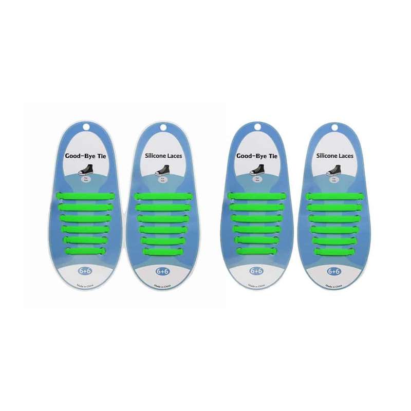 Killer Deals elastic lazy no-tie silicone speed laces - Green (Kids) x2 Combo
