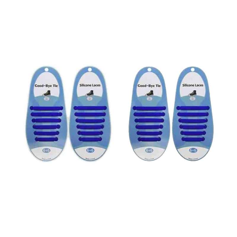 Killer Deals elastic lazy no-tie silicone speed laces - Dark blue (Kids) x2 Combo