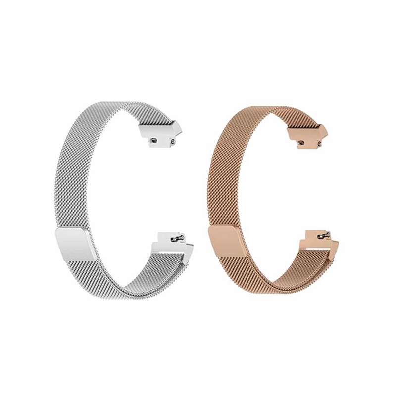 Killer Deals Milanese Stainless Steel Strap for Fitbit Inspire 2 (S/M)- Silver/Rose Gold Combo