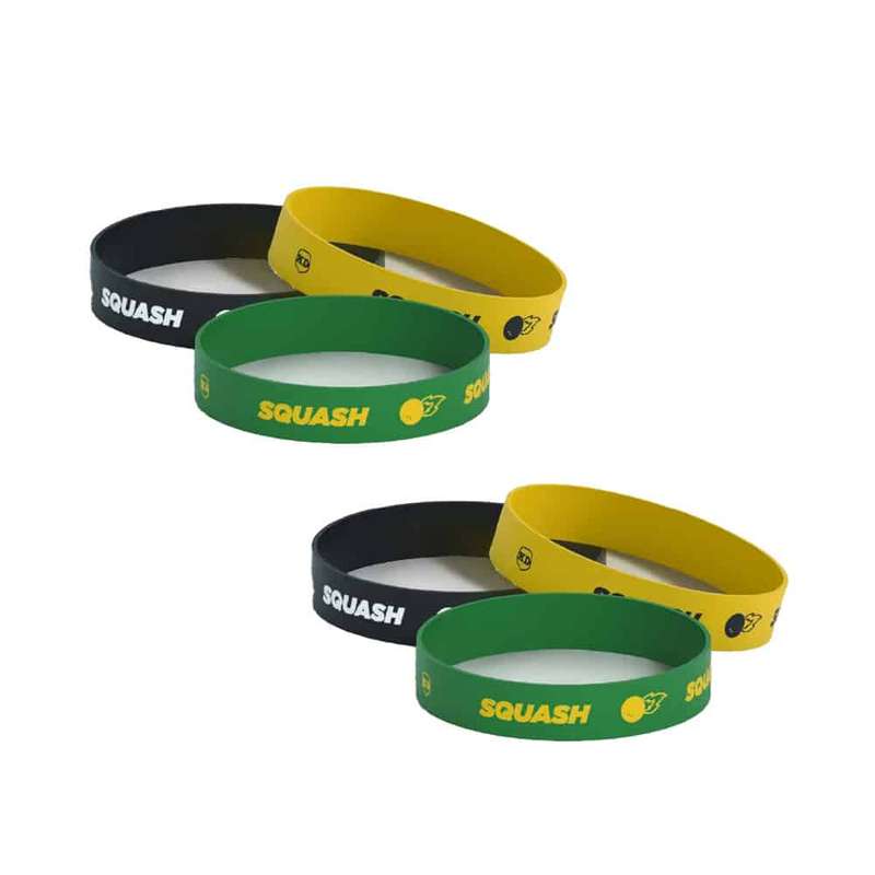 Killer Deals Debossed "Squash" Silicone Wristband Bracelet- 3 Pack x2 Combo