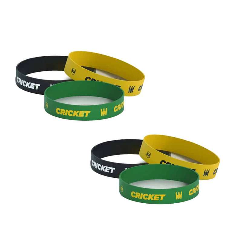 Killer Deals Debossed "Cricket" Silicone Wristband Bracelet- 6 Pack