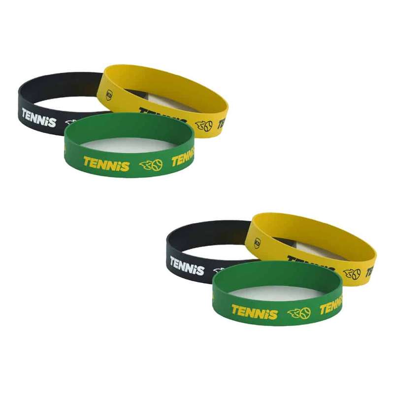 Killer Deals Debossed "Tennis" Silicone Wristband Bracelet- 6 Pack