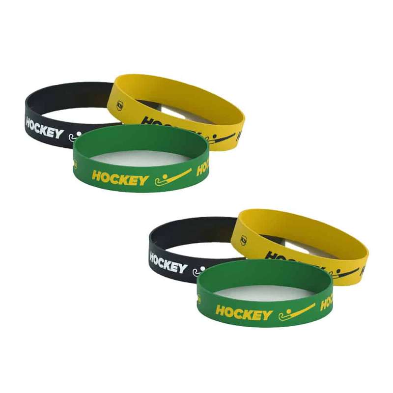 Killer Deals Debossed "Hockey" Silicone Wristband Bracelet- 6 Pack