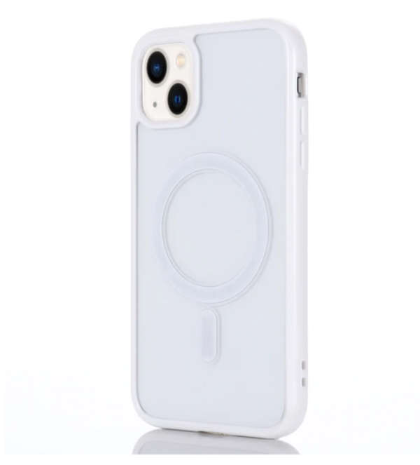 2 in 1 Colourful Frame Transparent Magnetic Phone Case (White) for iPhone 12 PRO