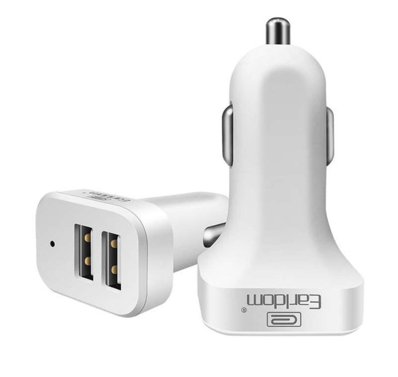 Earldom Portable USB Smart Fast Car Charger 2.1A With Lightning Cable 1m