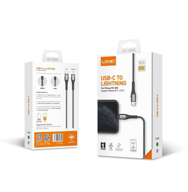 LDNIO Lightning to Type-C Charging Cable for Efficient Data Transfer 2m