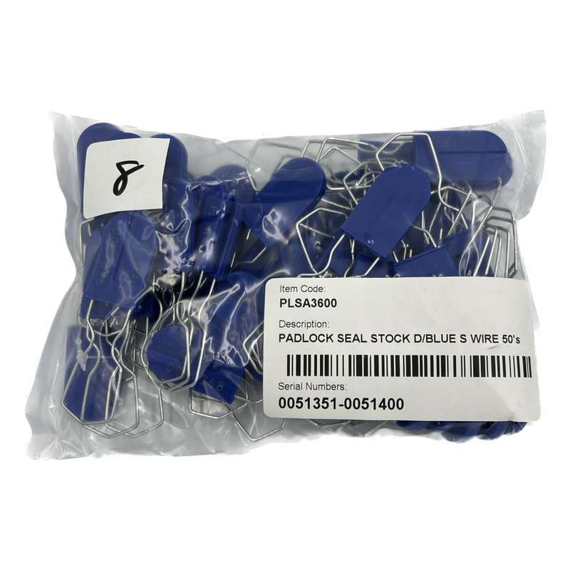 Padlock Security Seals, Scored Wire, Dark Blue, 50s