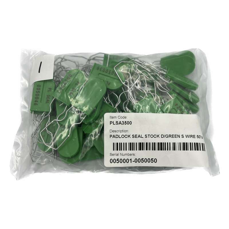 Padlock Security Seals, Scored Wire, Dark Green, 50s