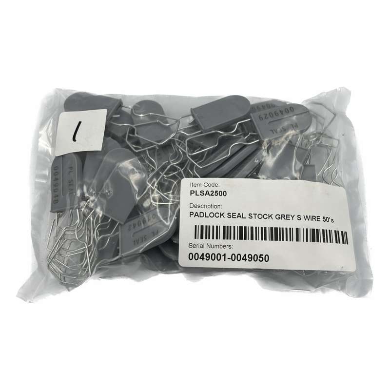 Padlock Security Seals, Scored Wire, Grey, 50s