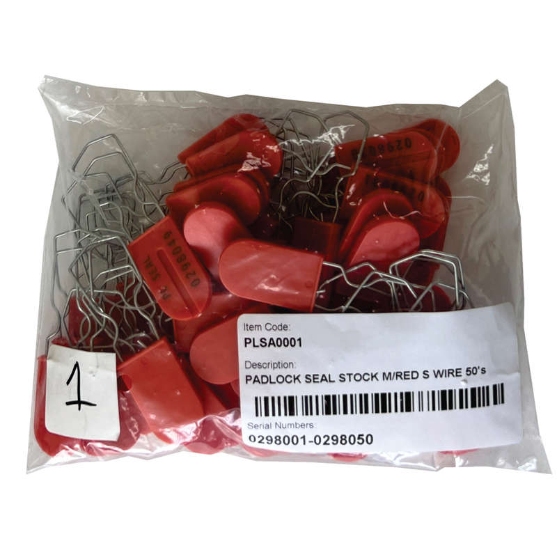 Padlock Security Seals, Scored Wire, Matt Red, 50s