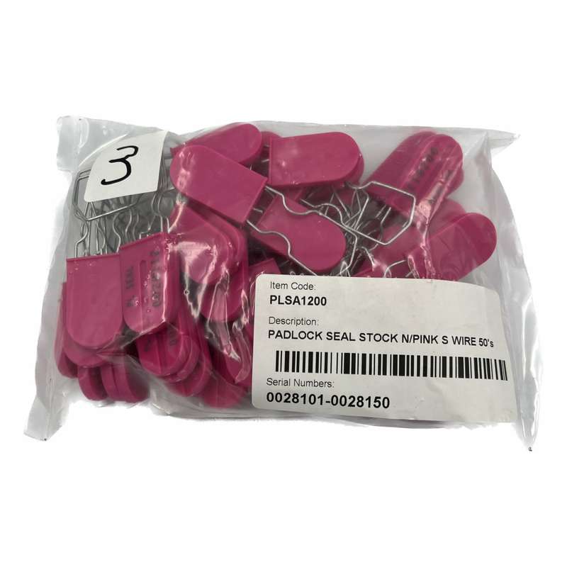 Padlock Security Seals, Scored Wire, Neon Pink, 50s