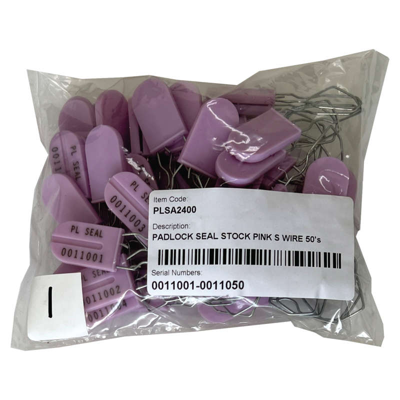 Padlock Security Seals, Scored Wire, Pink, 50s