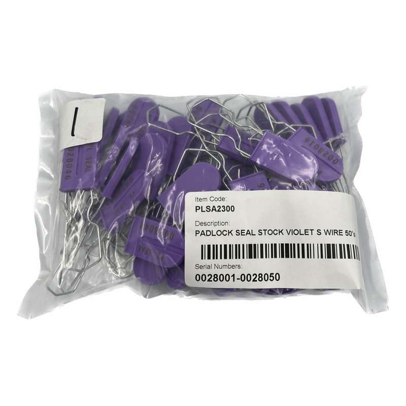 Padlock Security Seals, Scored Wire, Violet, 50s