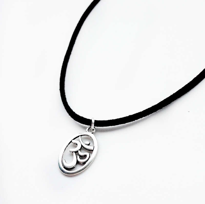 Designer Om Charm Suede Choker