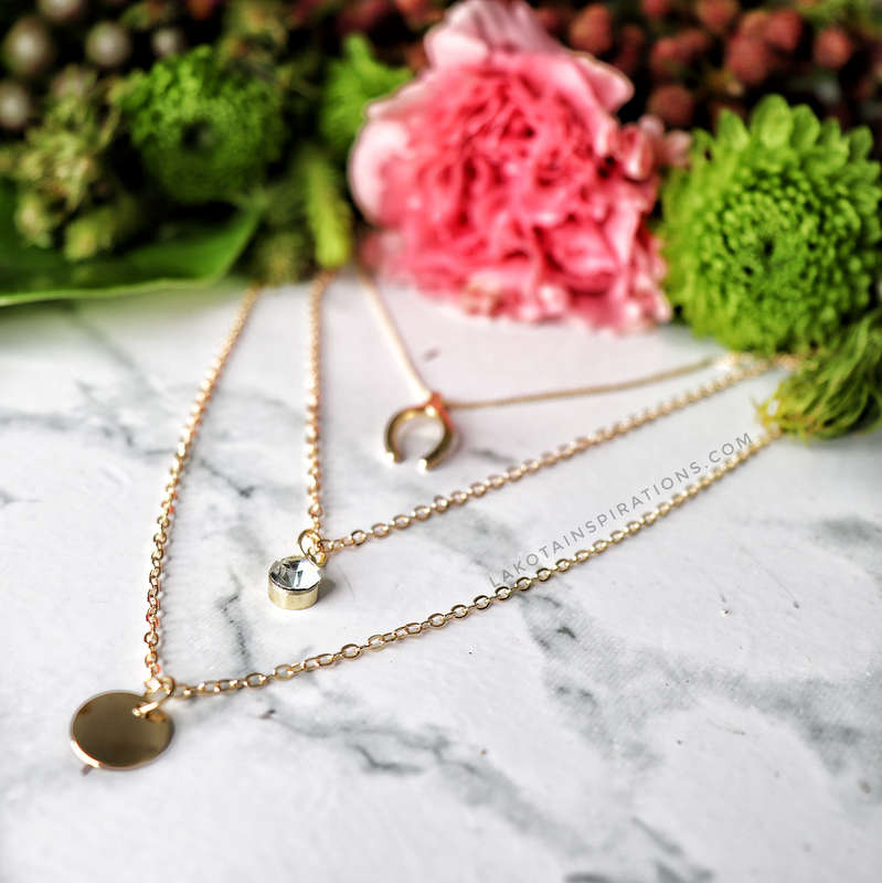 Gold Wishbone Layered Necklace Set