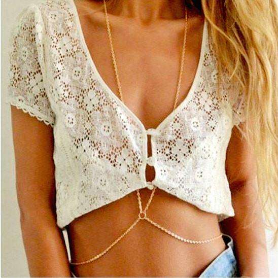 Gold Centre Ringed Body Chain