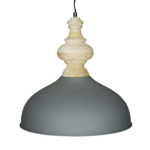 Hand Made Grey Iron Hanging Lamp with Mango Wood Finish | YSE1005