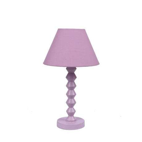 Solid Wood Pink Wash Bedside Lamp + Pink Polycotton Shade | WF51