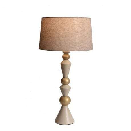 Solid Wood Cream and Gold Table Lamp +Beige Lamp Shade | WF121