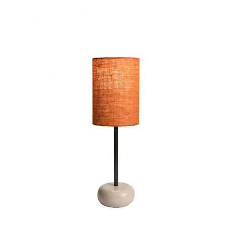 Solid Wood Lamp with Pipe, Cream Wooden Base + Orange Shade | WF120