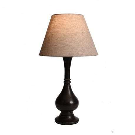 Solid Wood Mahogany Stained Table Lamp +Cream Colored Lamp Shade | WF6