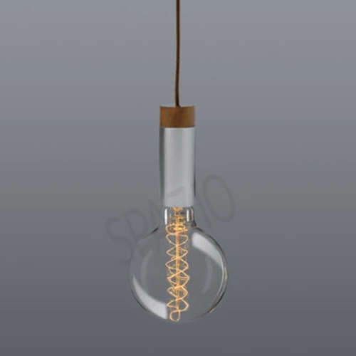 Pendant with Aluminium Holder & Wood Trim, 3m Canvas Cable Suspension | 8612.5.18