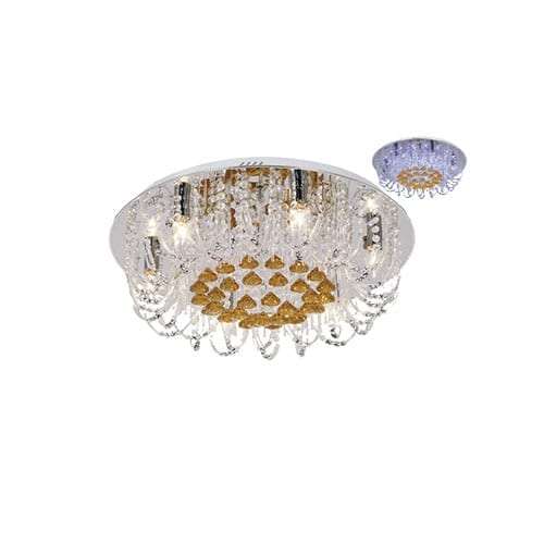 Ceiling Light with Polished Chrome Flush Mount Fitting, Clear and Amber Acrylic Crystals | CF2826