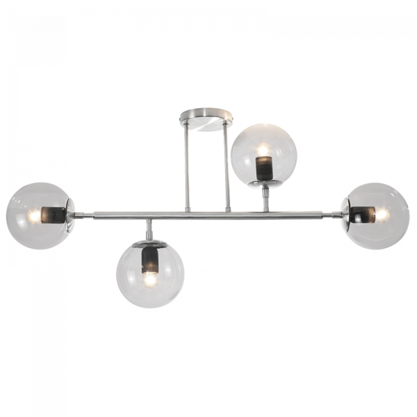 Satin Chrome Ceiling Fitting with Clear Glass | CF561/4 SATIN