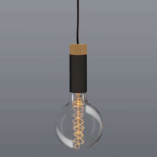 PENDANT WITH ALUMINIUM HOLDER AND WOOD TRIM, 3M CANVAS CABLE SUSPENSION | 8612.5.30