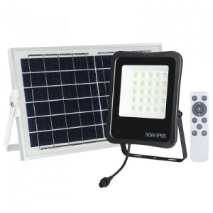 50W LED Aluminium Floodlight with Tempered Glass Lens and Solar Panel | FL077 SOLAR