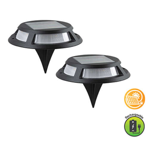 Fella Solar Garden Ground Spike Black LED 0.14w 2 Pack | O625