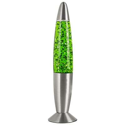 Glitter Lamp Green Water with Silver Metal Cap & Base | H30GN