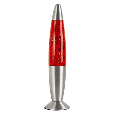 Glitter Lamp Red Water with Silver Metal Cap & Base | H30