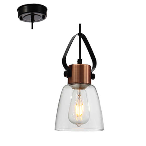 Pendant Glass 230v Antique Copper/Black | JC147-BZ/A
