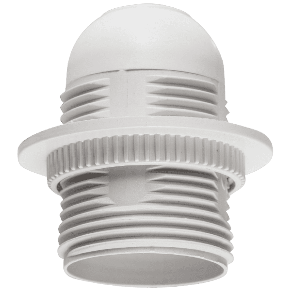 ES White Plastic Lampholder with Ring