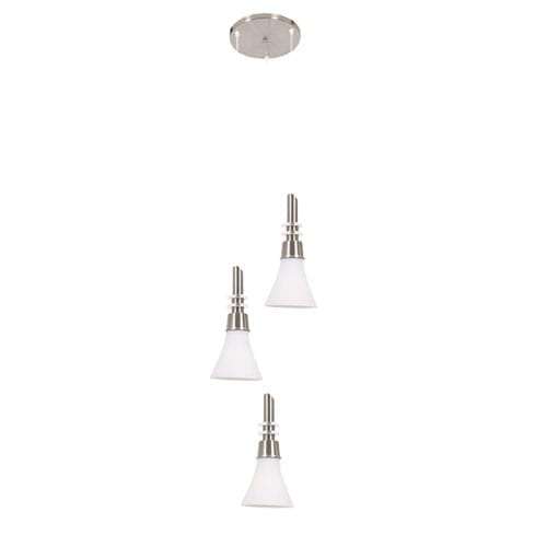Satin Chrome Pendants with White Glass | PEN076/3 SATIN