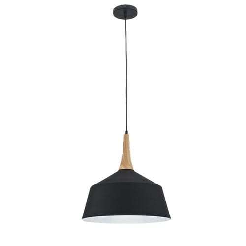 Black Metal and Wood Pendant | PEN393/1 BLACK