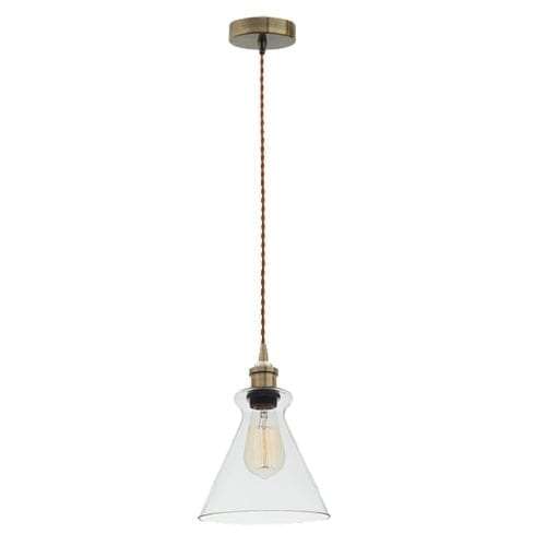 Antique Bronze Cord Pendant with Clear Glass | PEN536 CLEAR