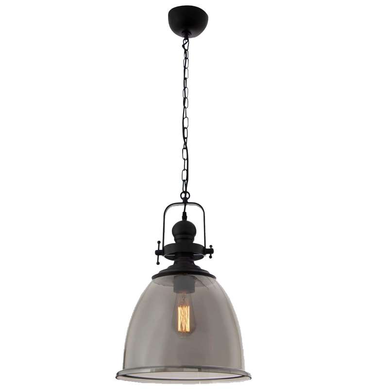 Metal Pendant with Smoke Colour Glass | PEN597
