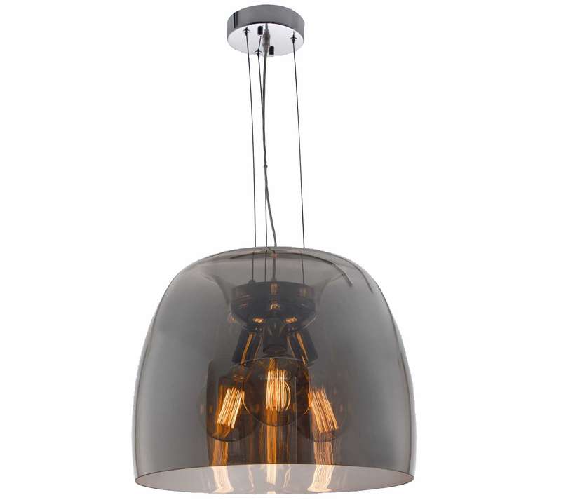 Polished Chrome Pendant with Smoke Colour Glass | PEN600