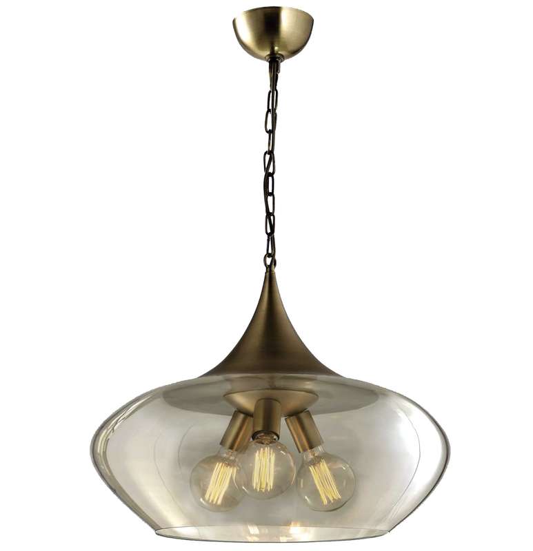 Metal Pendant with Cognac Colour Glass | PEN603