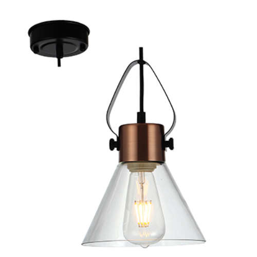 Pendant Glass 230v Antique Copper/Black | JC146-BZ/A