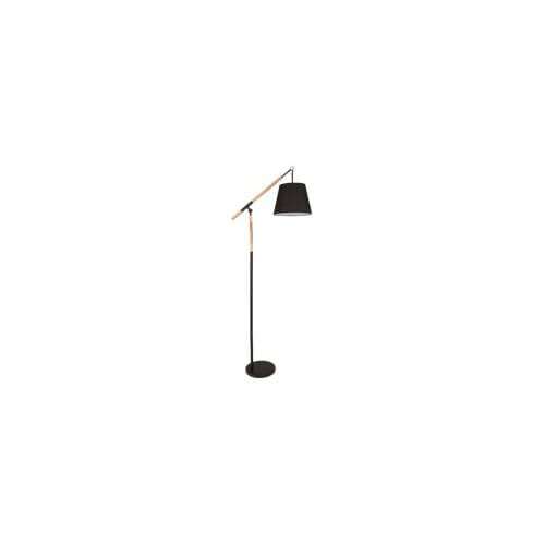 Metal and Wood Standing Lamp with Black Fabric Shade | SL018