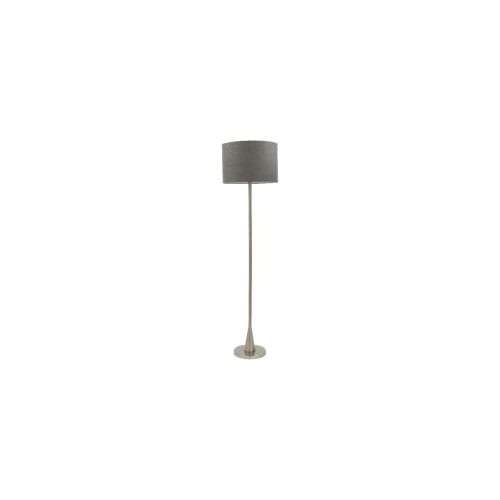 Satin Chrome Standing Lamp with Grey Fabric Shade | SL037