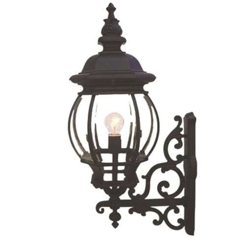Large Rounded Belly Head Outdoor Light with Bevelled Glass | L4000 BLACK UP
