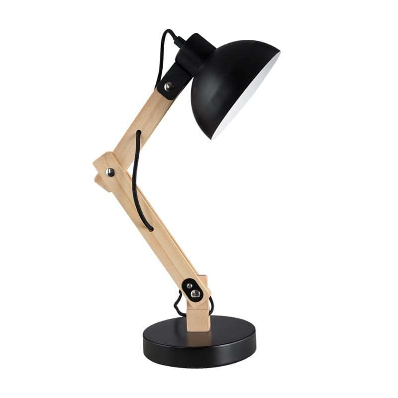 Black Metal and Wood Desk Lamp | TL193black