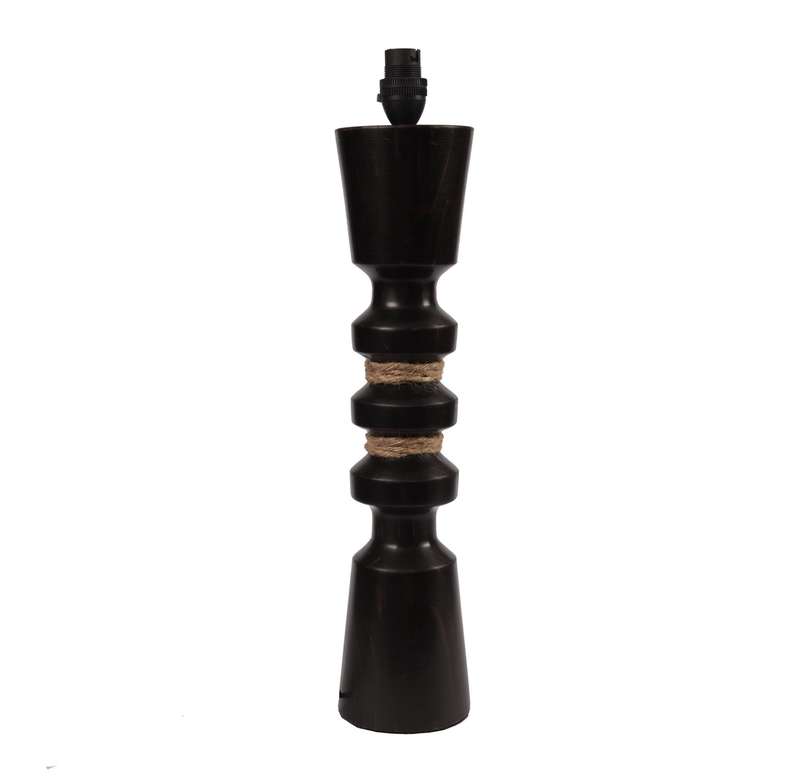 Solid Wood Dark Table Lamp with Rope Detailing | WF100