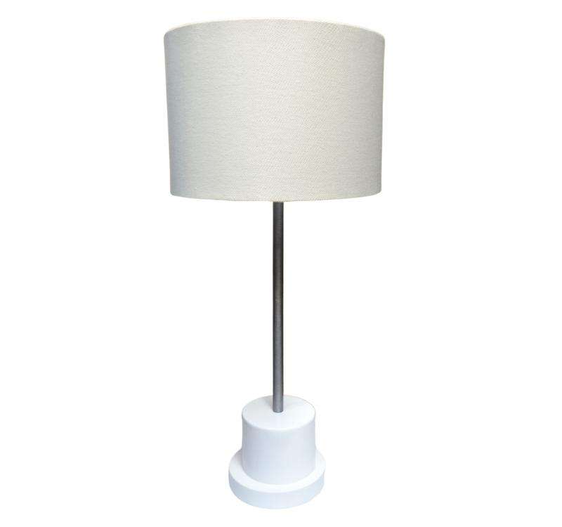 Solid Wood White Base Lamp + Off White Shade | WF148