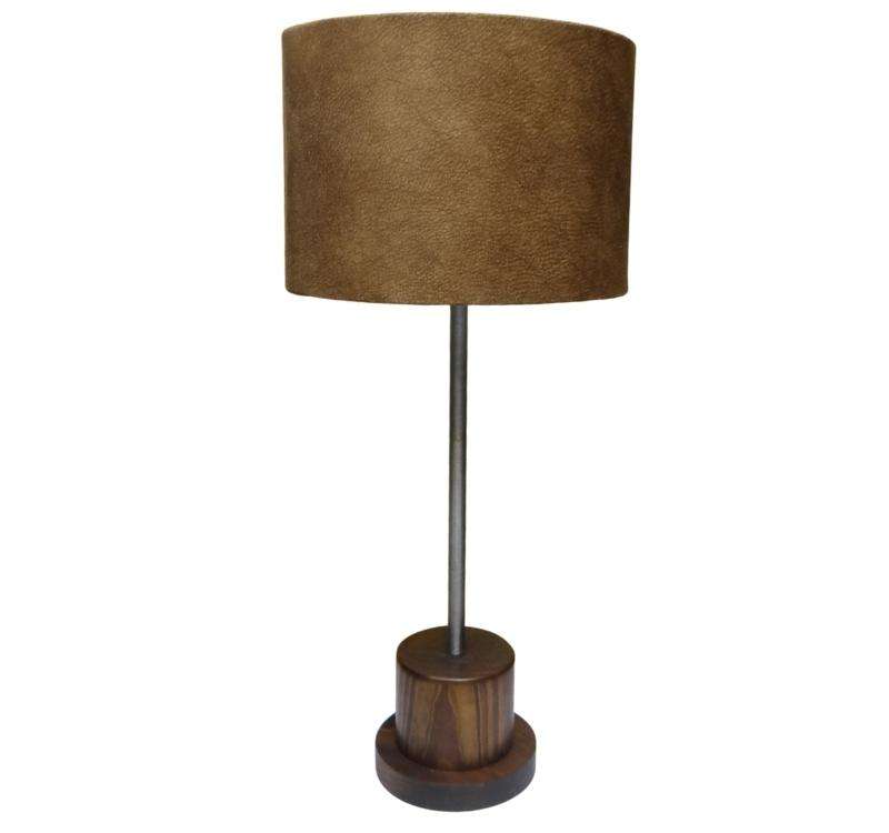 Solid Wood Antique Base Table Lamp+Brown Shade | WF148